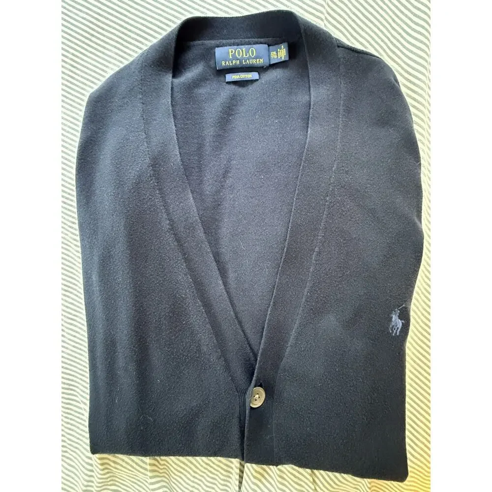 Polo Ralph Lauren Mens Pima Cotton Sweater Cardigan XXL Navy V Neck Prep NWOT